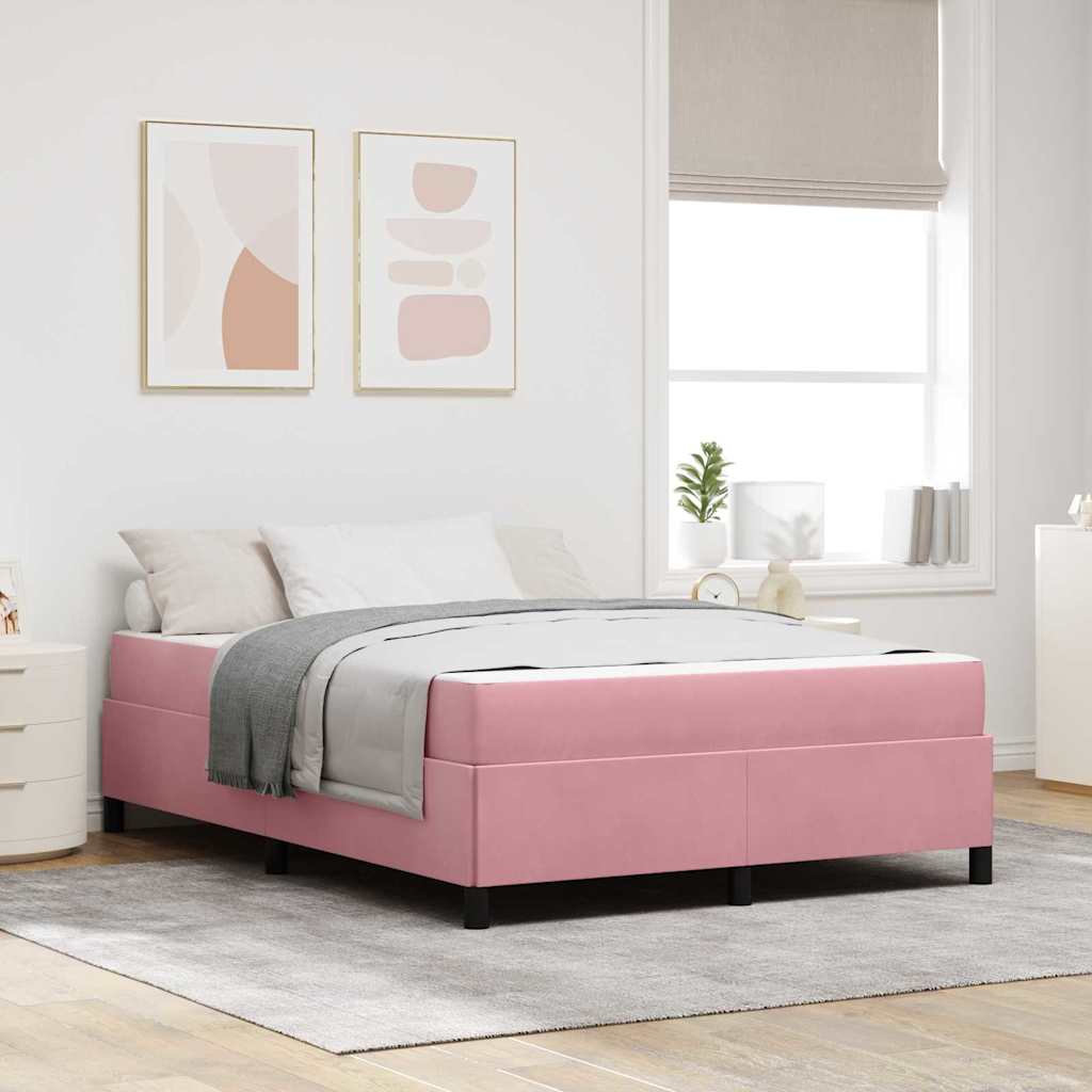 Struttura del letto Rosa e bianco 140 x 200 cm Velluto