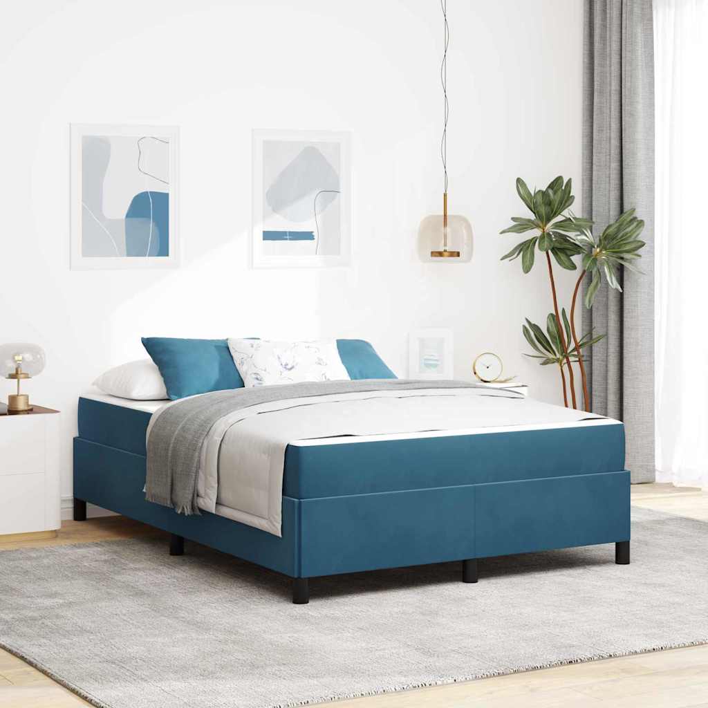 Struttura del letto Blu scuro e bianco 160 x 200 cm Velluto