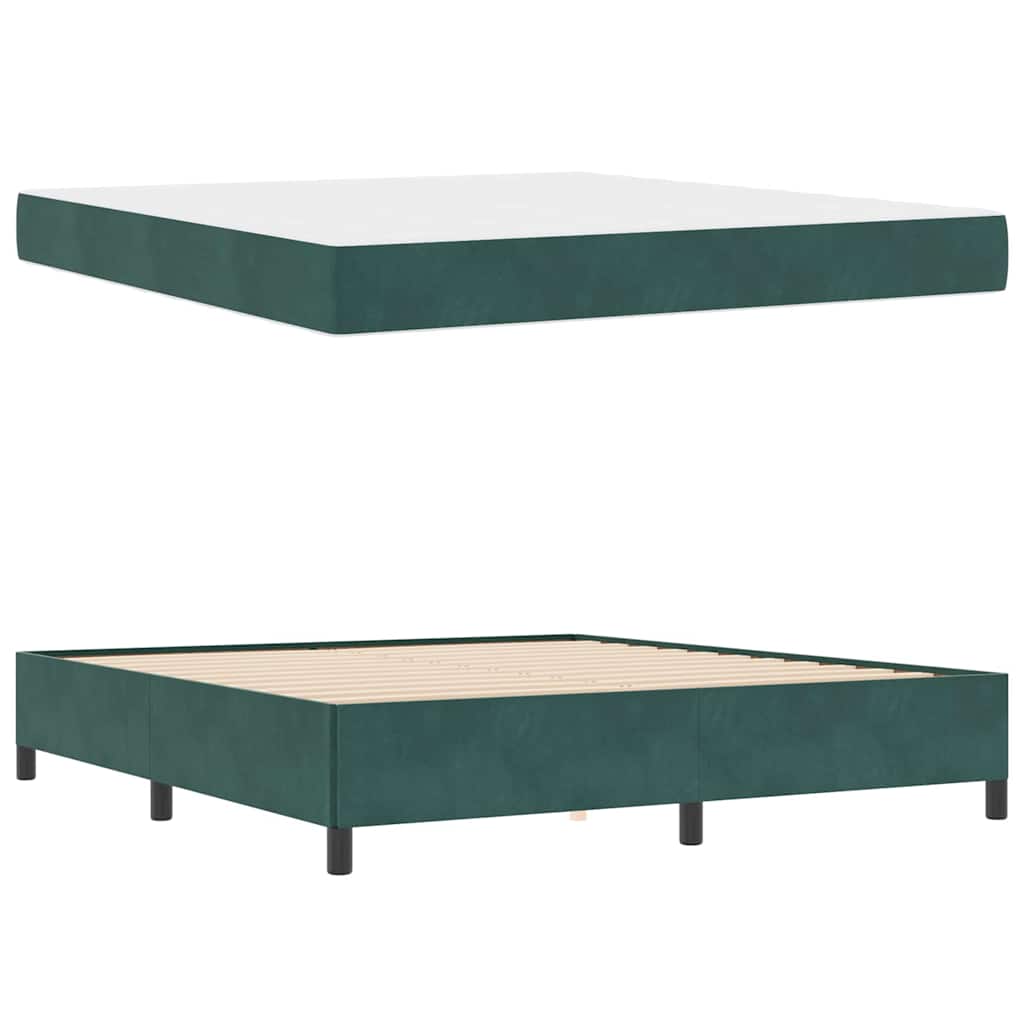 Struttura del letto Verde scuro e bianco 180 x 200 cm Velluto