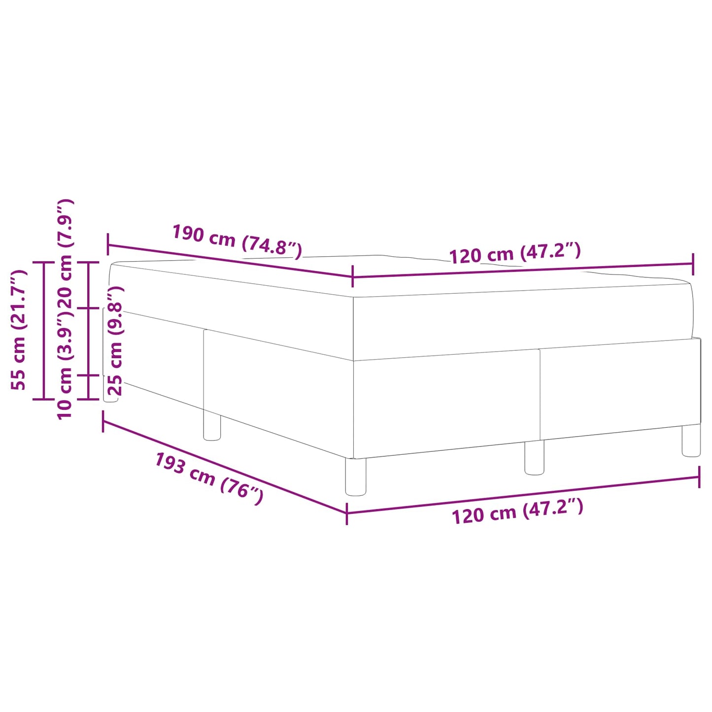 Struttura del letto Grigio Verde Chiaro 120 x 190 cm Tessuto