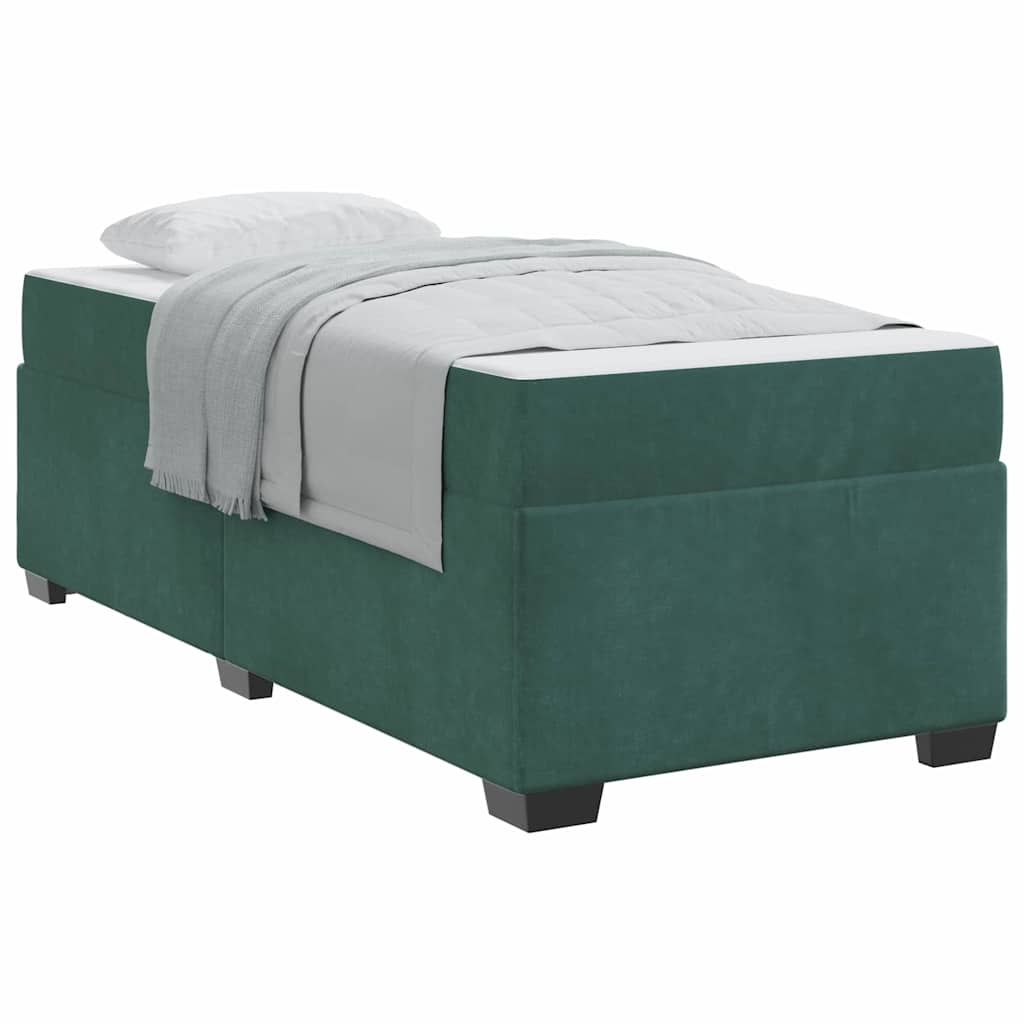Struttura letto con materasso Verde scuro 80 x 200 cm Velluto