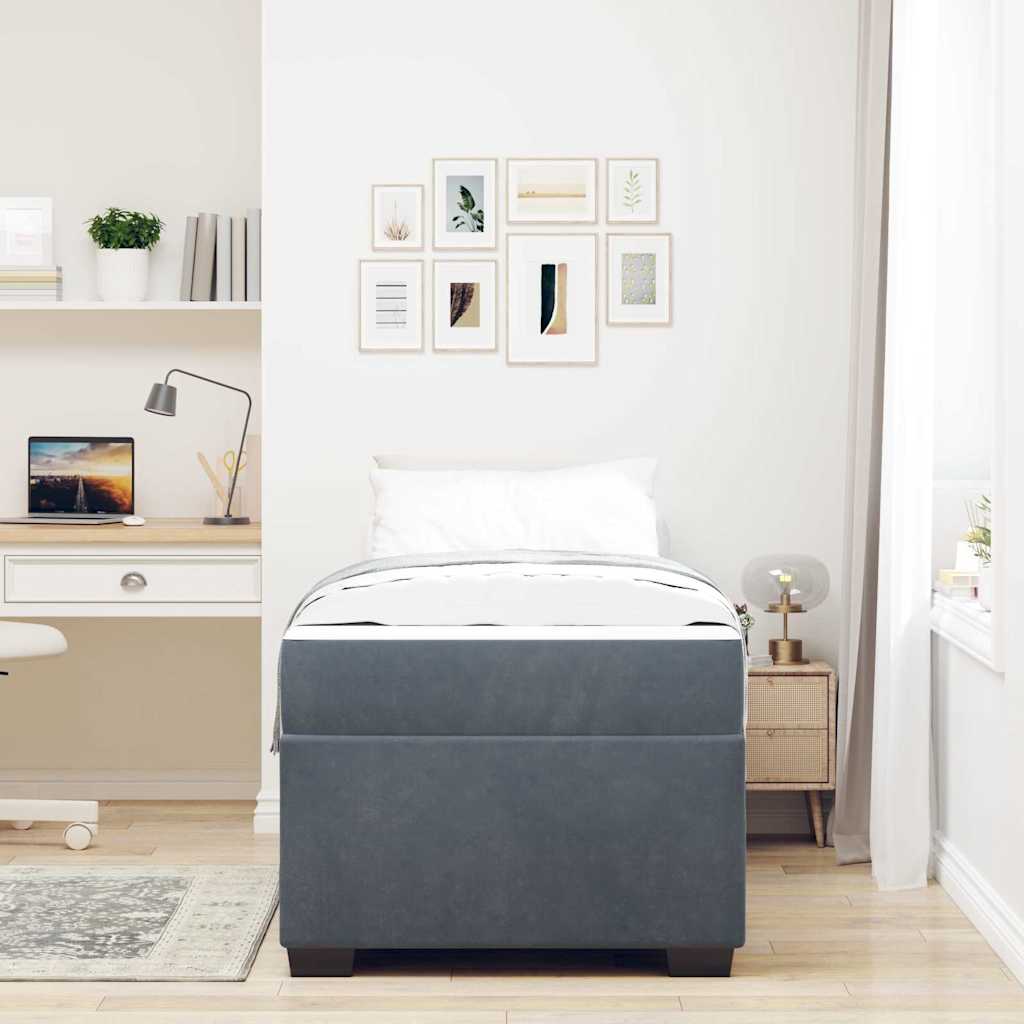 Struttura letto con materasso Grigio scuro 90 x 200 cm Velluto