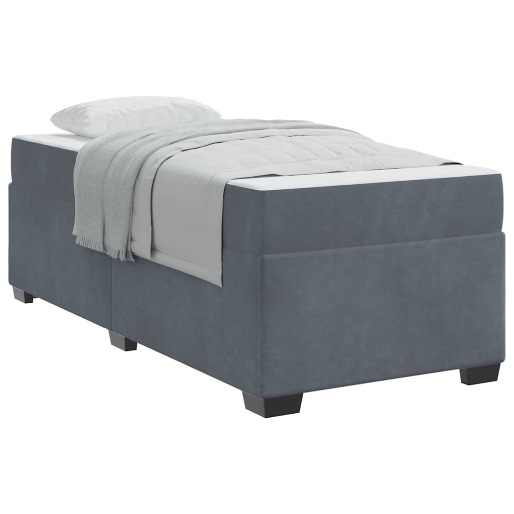 Struttura letto con materasso Grigio scuro 90 x 200 cm Velluto