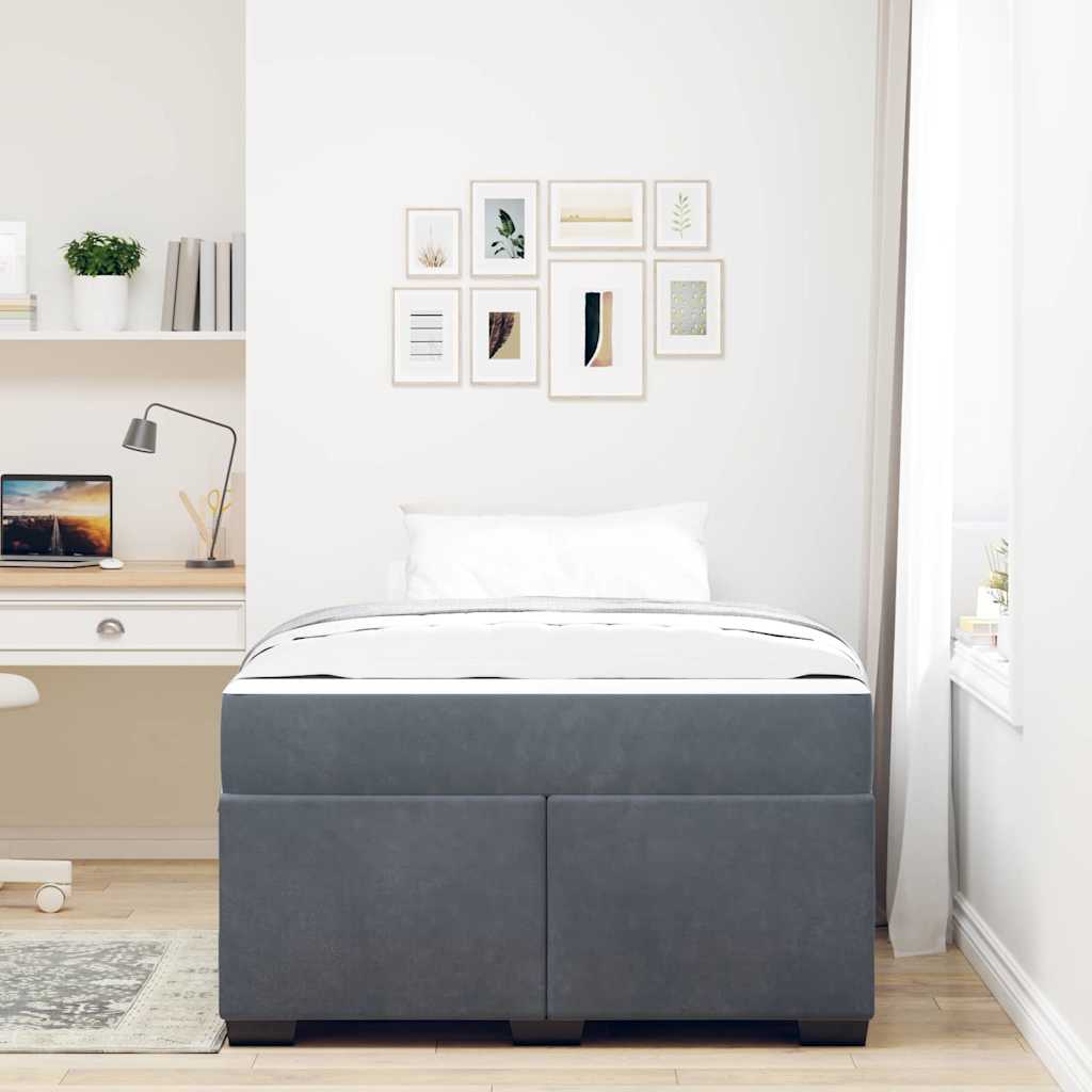 Struttura letto con materasso Grigio scuro 120 x 200 cm Velluto