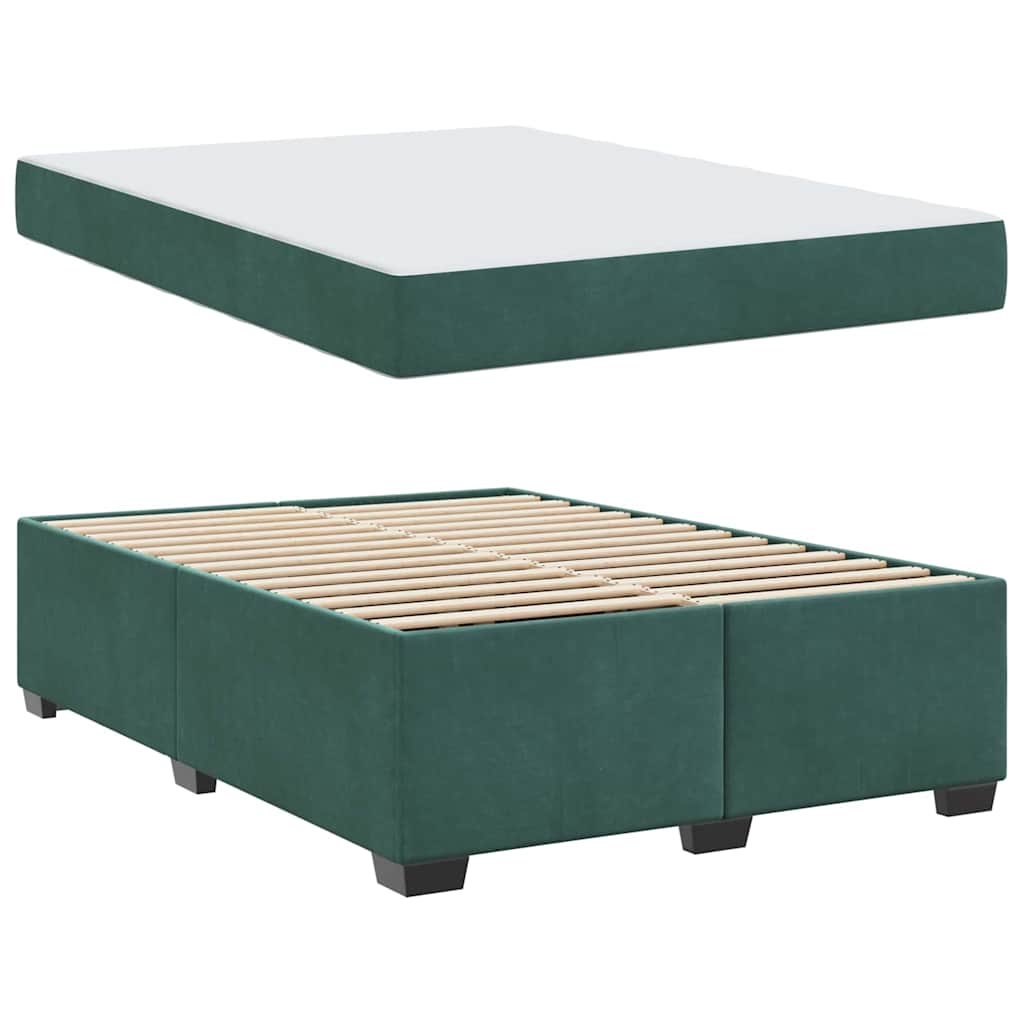 Struttura letto con materasso Verde scuro 140 x 200 cm Velluto