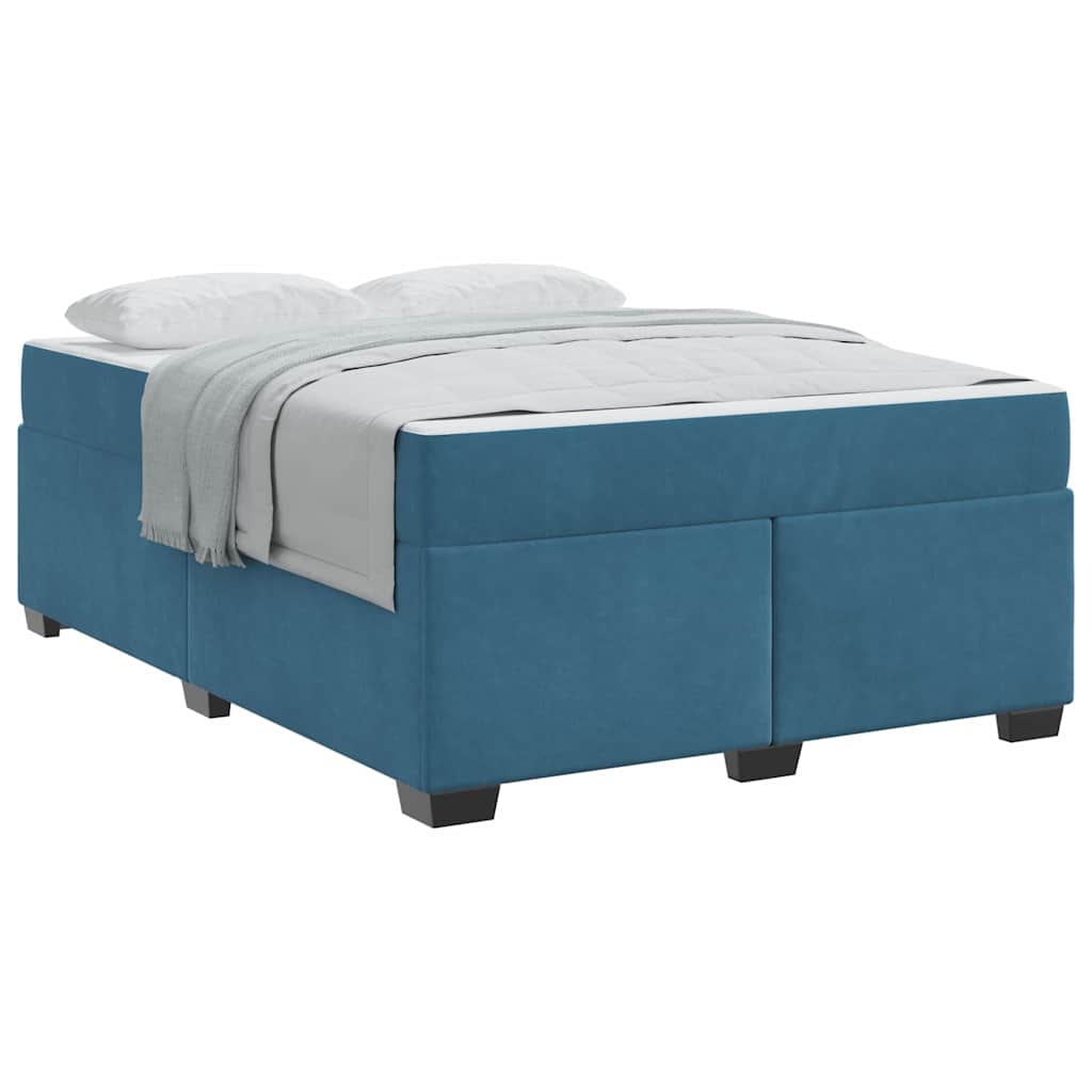 Struttura letto con materasso Blu scuro 140 x 200 cm Velluto