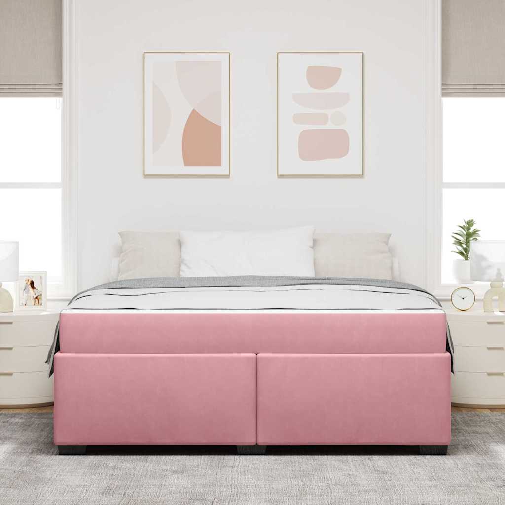 Struttura del letto con materasso Rosa 180 x 200 cm Velluto