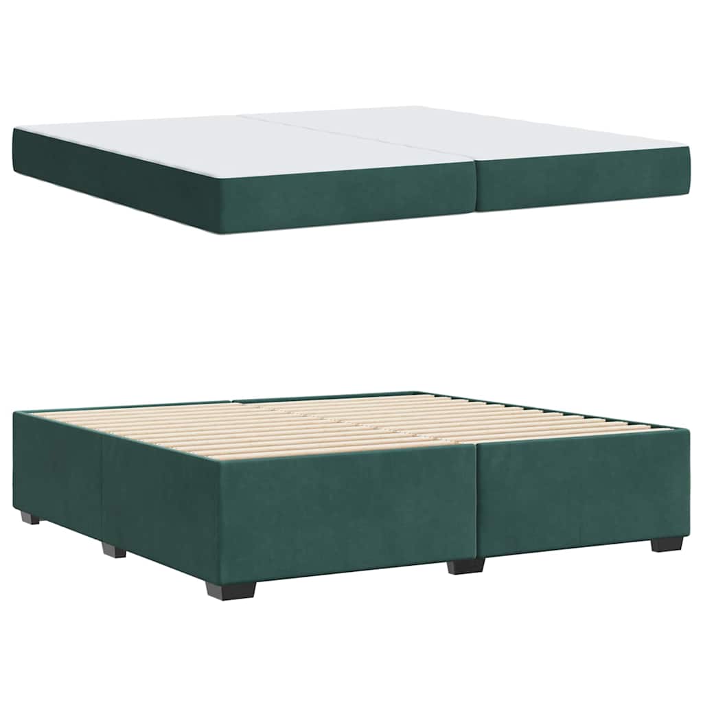 Struttura letto con materasso Verde scuro 200 x 200 cm Velluto