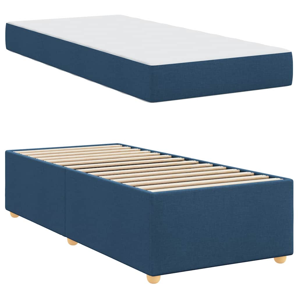 Struttura del letto con materasso Blu 90 x 200 cm Tessuto