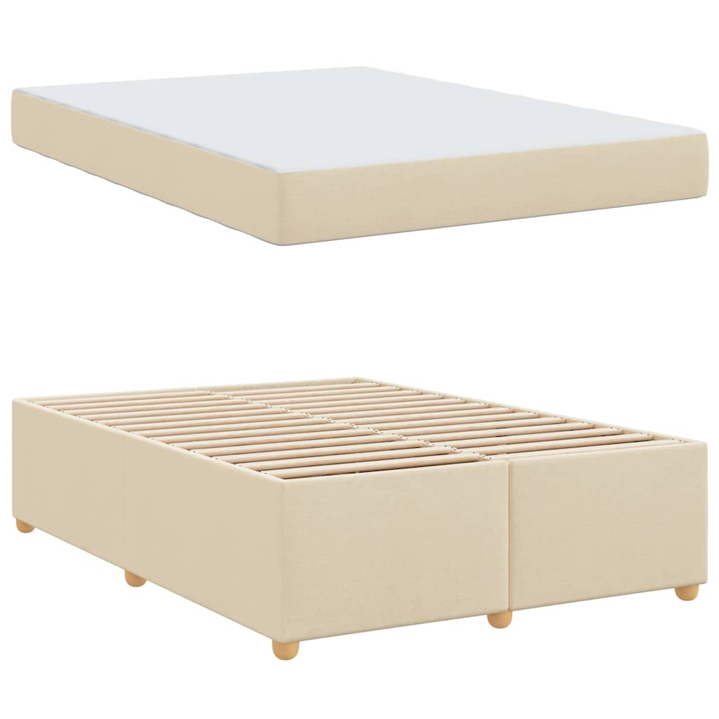 Struttura del letto con materasso Crema 140 x 200 cm Tessuto