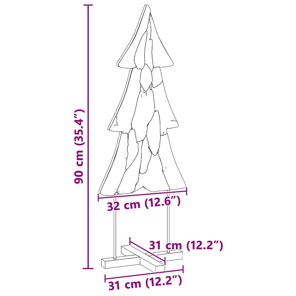 Albero di Natale Marrone 90 cm Legno massello di teak