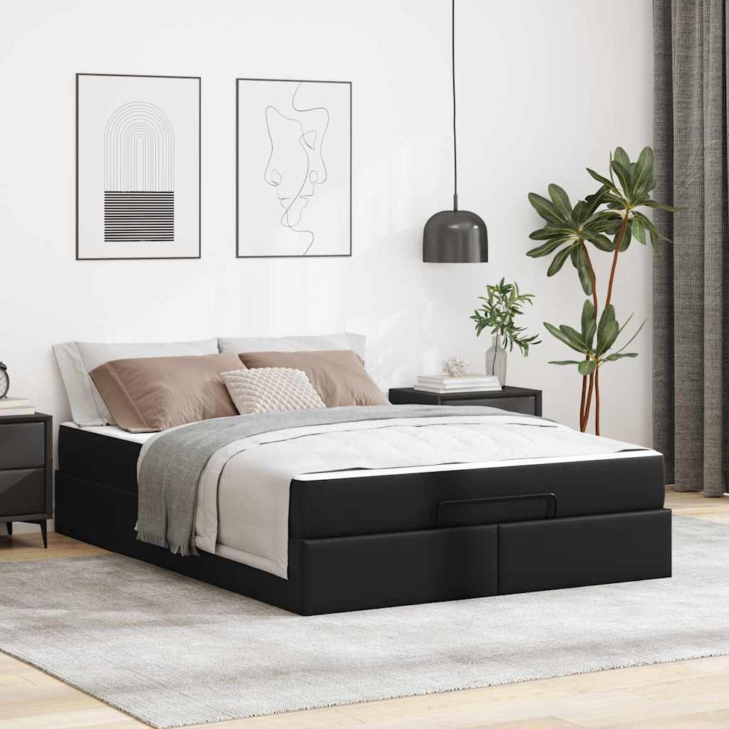 Struttura letto con materasso Nero 140 x 200 cm Pelle sintetica
