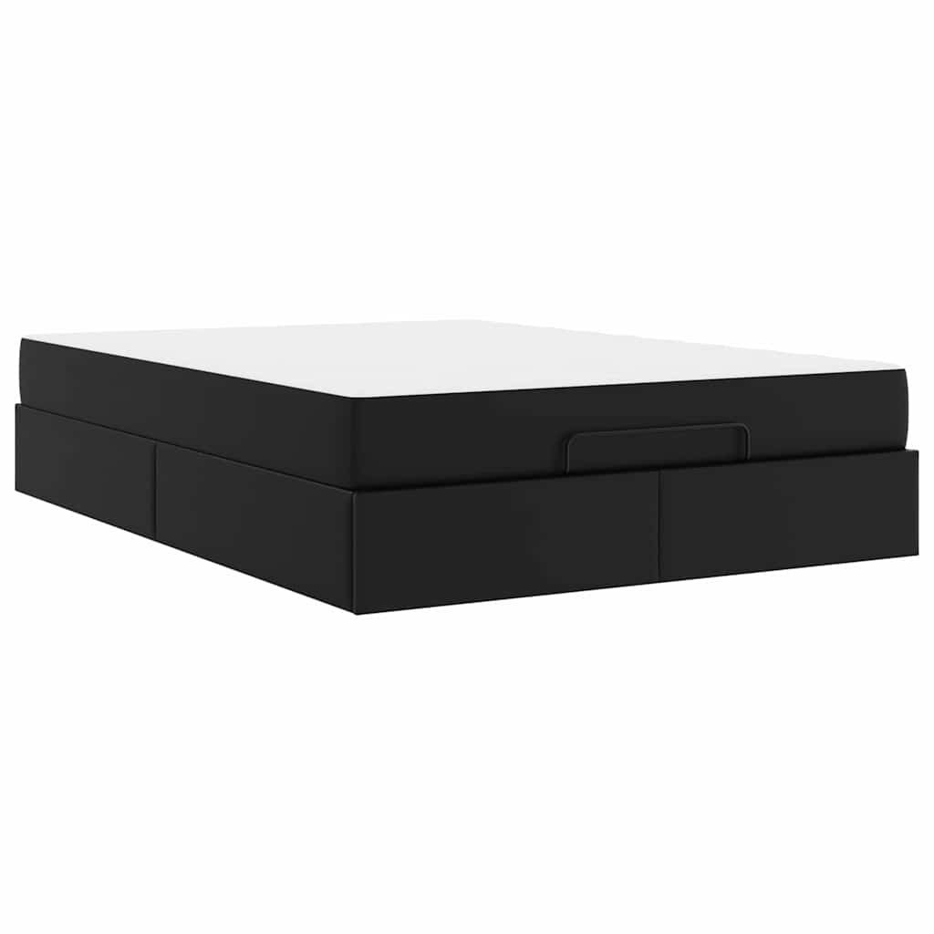 Struttura letto con materasso Nero 140 x 200 cm Pelle sintetica