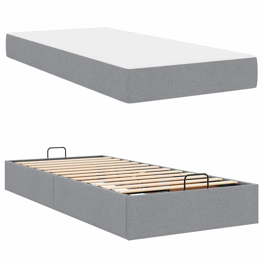 Struttura del letto Grigio chiaro 90 x 200 cm Tessuto