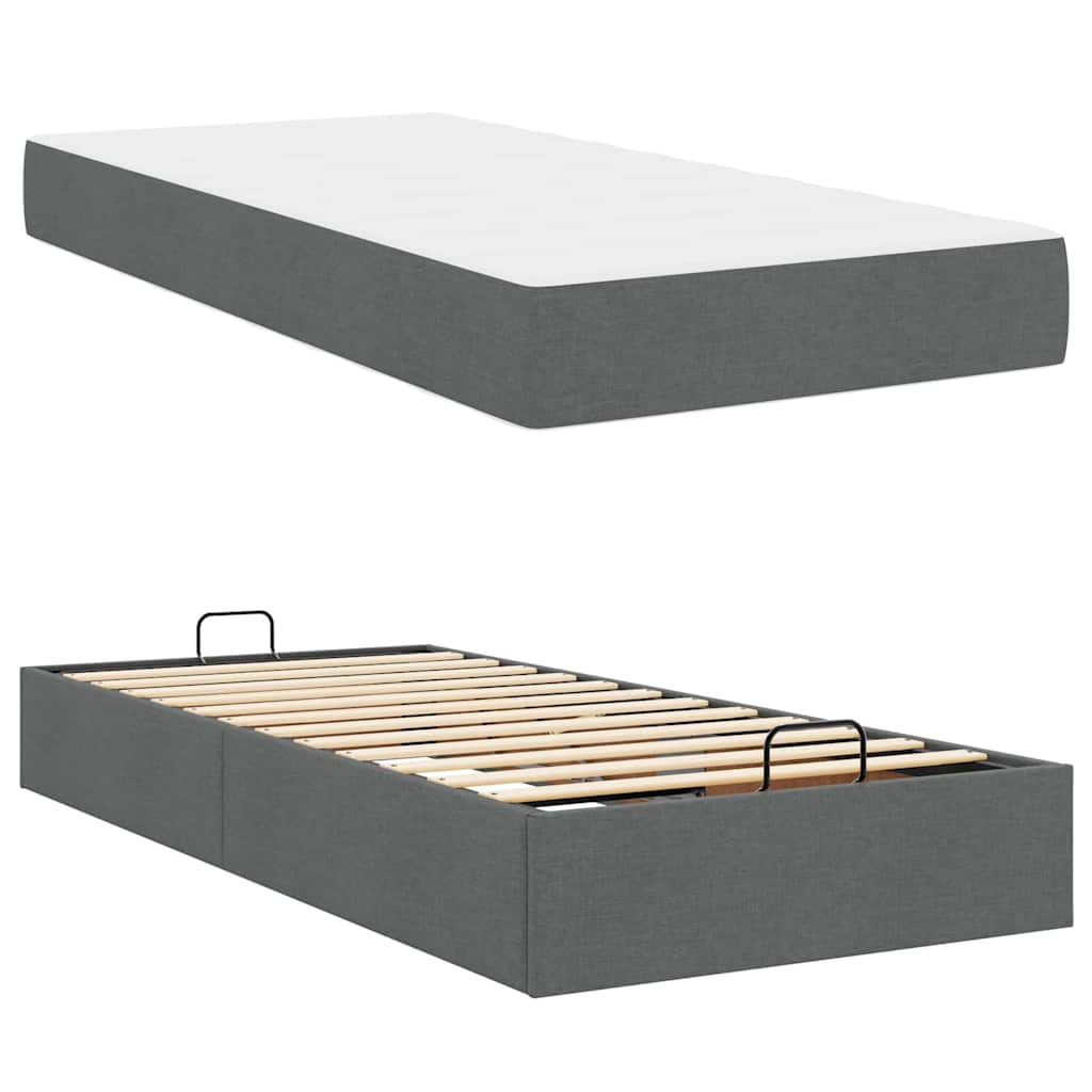 Struttura del letto Grigio scuro 90 x 200 cm Tessuto