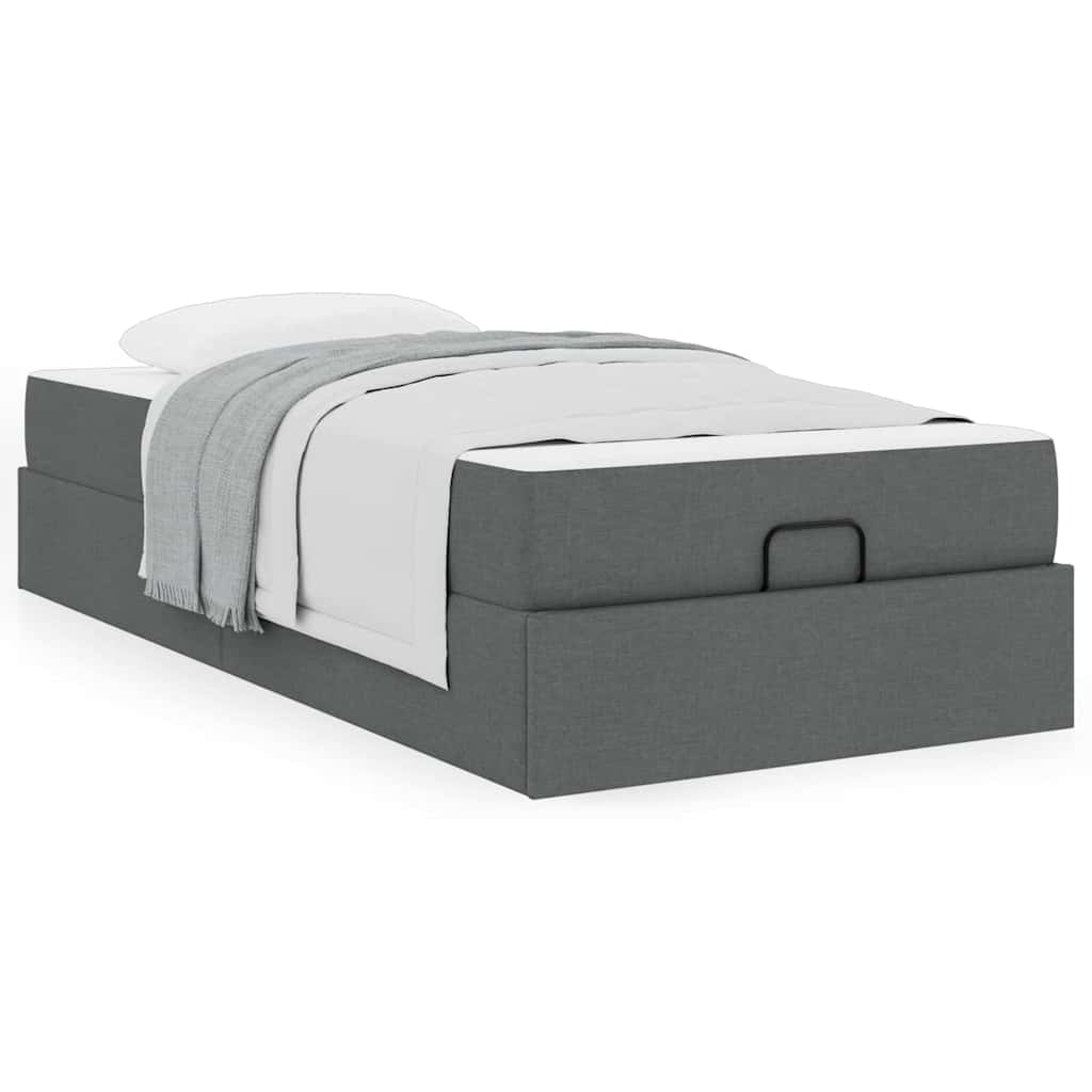 Struttura del letto Grigio scuro 90 x 200 cm Tessuto