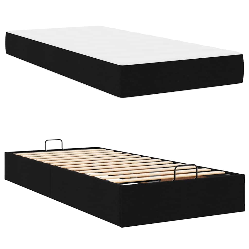 Struttura del letto con materasso Nero 100 x 200 cm Tessuto