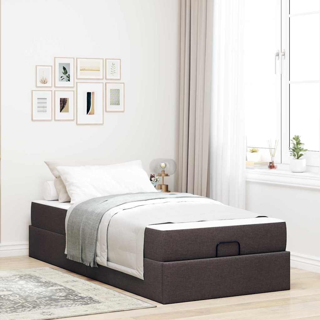 Struttura del letto Marrone scuro 100 x 200 cm Tessuto