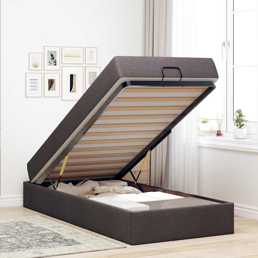 Struttura del letto Marrone scuro 100 x 200 cm Tessuto