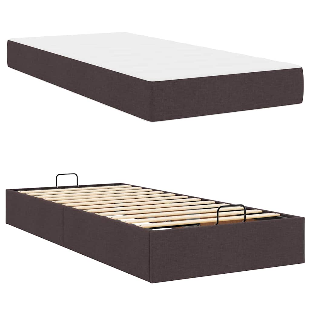 Struttura del letto Marrone scuro 100 x 200 cm Tessuto