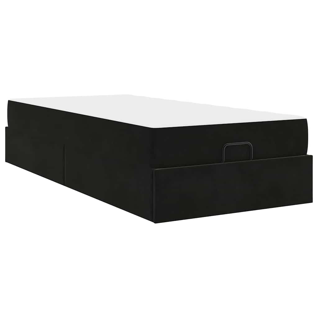 Struttura del letto con materasso Nero 80 x 200 cm Velluto