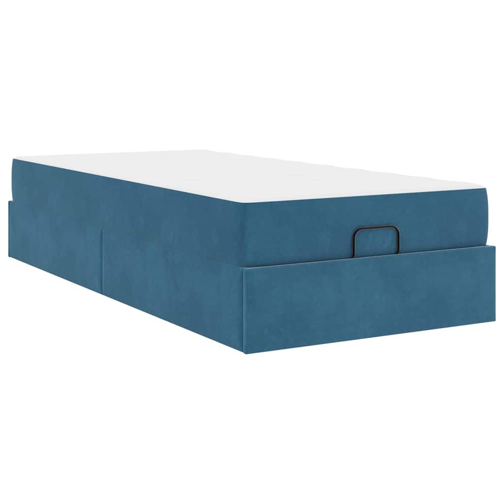 Struttura del letto con materasso Blu 90 x 200 cm Velluto