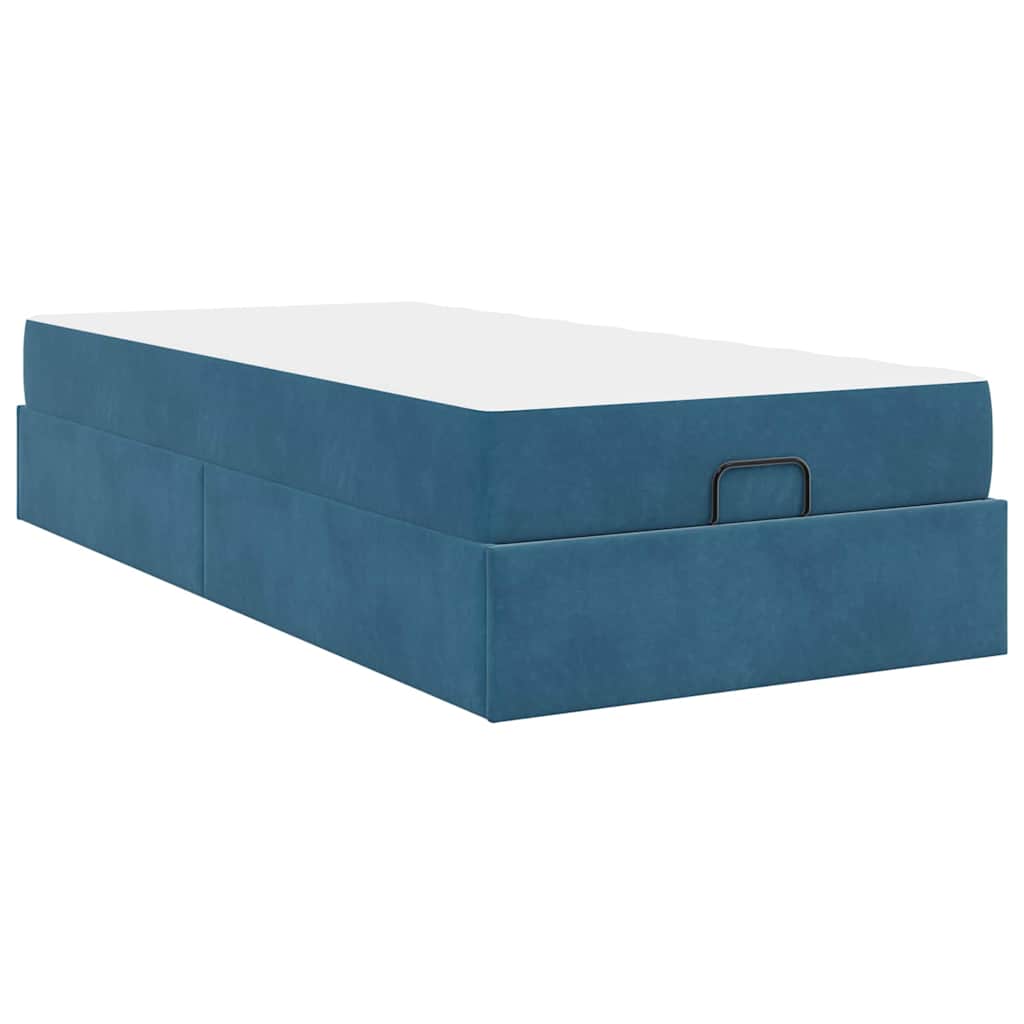Struttura del letto con materasso Blu 90 x 200 cm Velluto