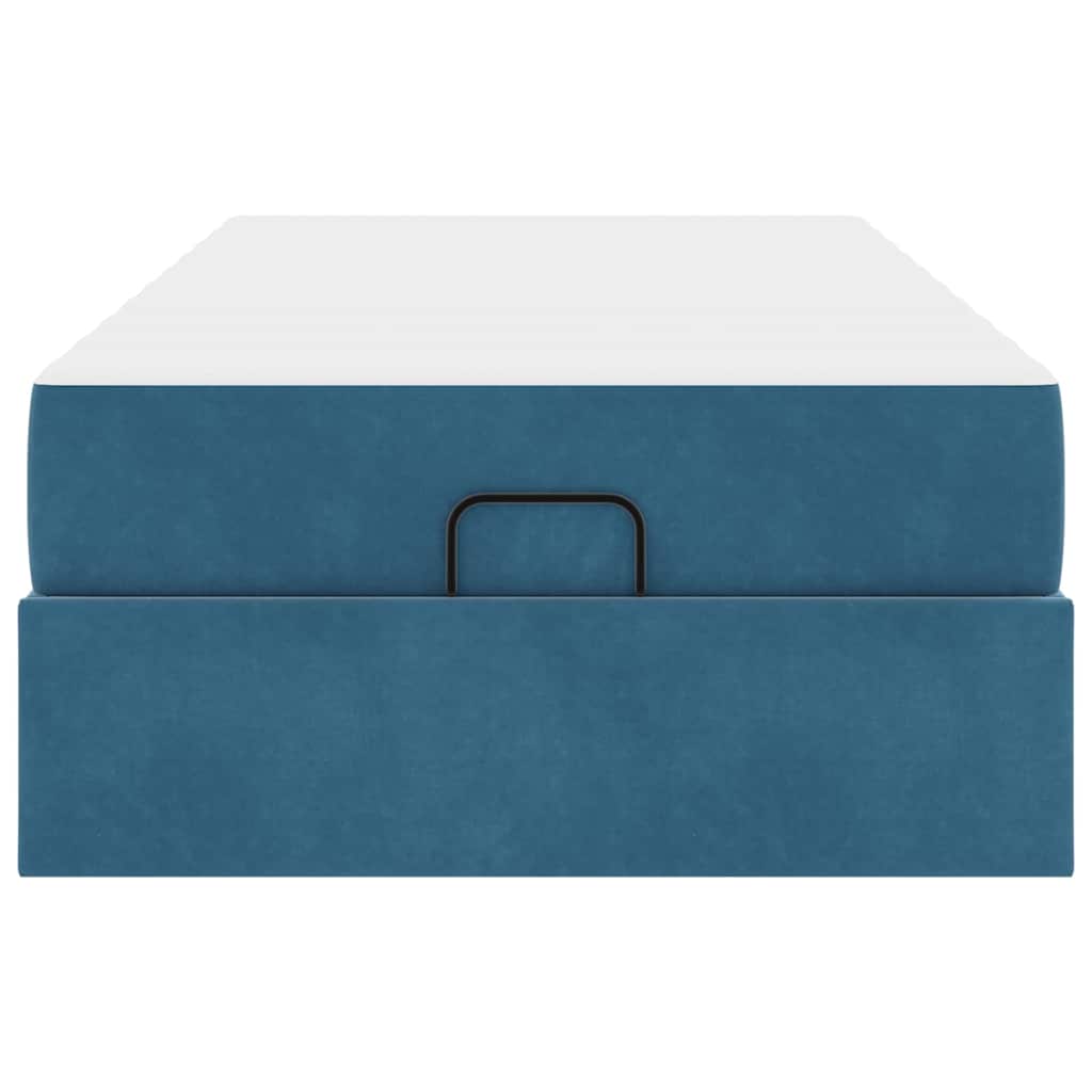 Struttura del letto con materasso Blu 90 x 200 cm Velluto