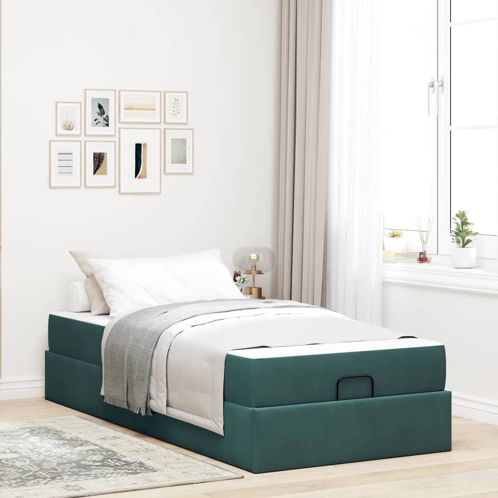 Struttura del letto Verde scuro 100 x 200 cm Velluto