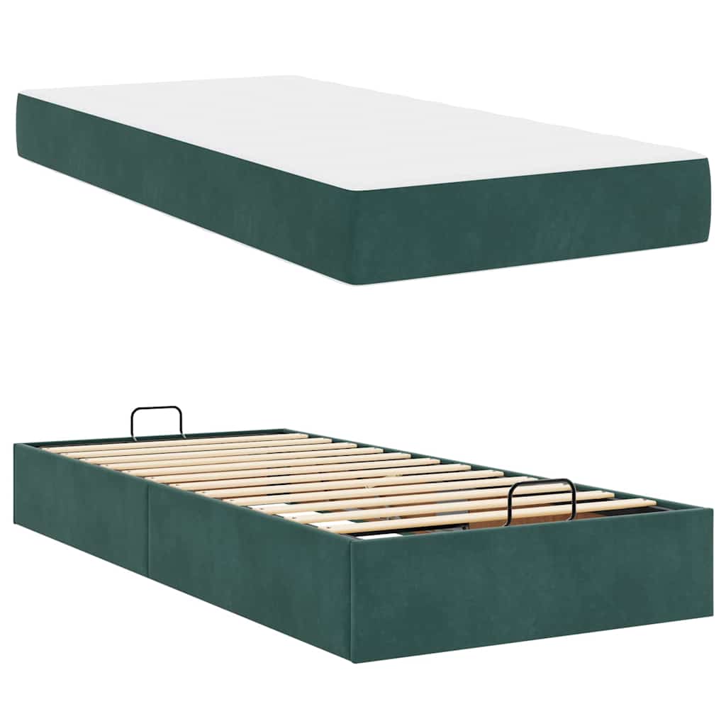 Struttura del letto Verde scuro 100 x 200 cm Velluto