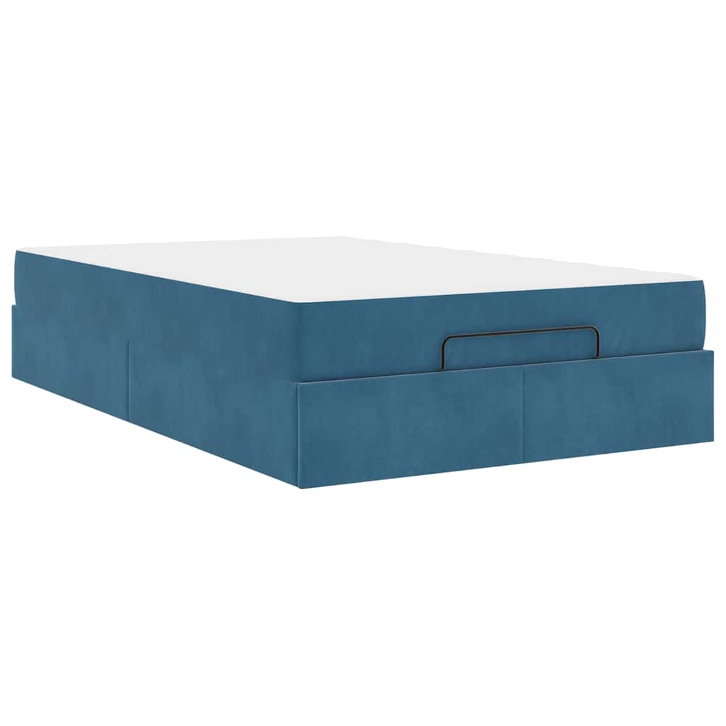 Struttura del letto con materasso Blu 140 x 190 cm Velluto