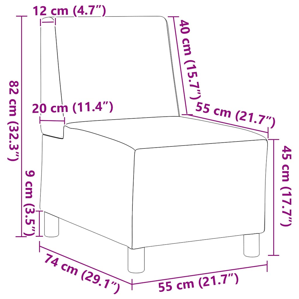 Unità di Divano Modulare Senza Braccioli 2 pcs Grigio scuro
