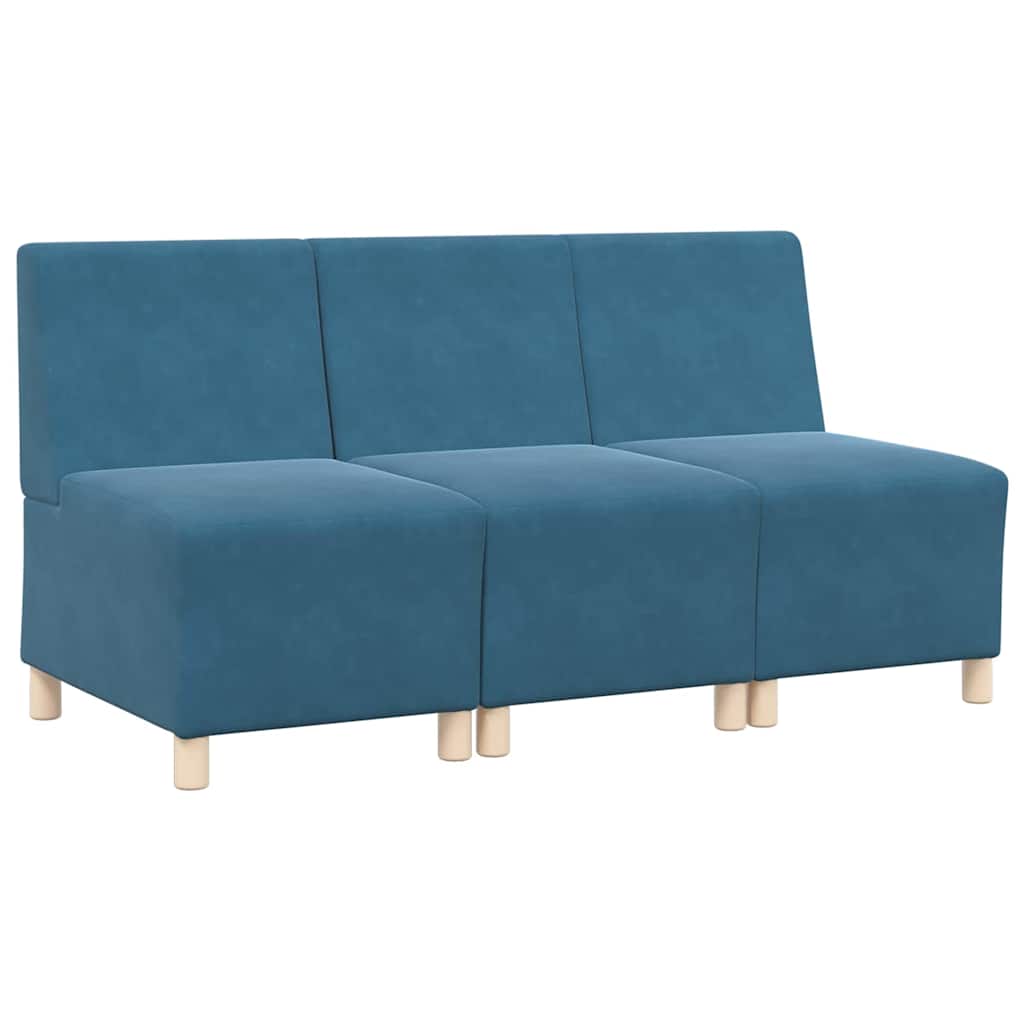 Unità di Divano Modulare Senza Braccioli 3 pcs Blu