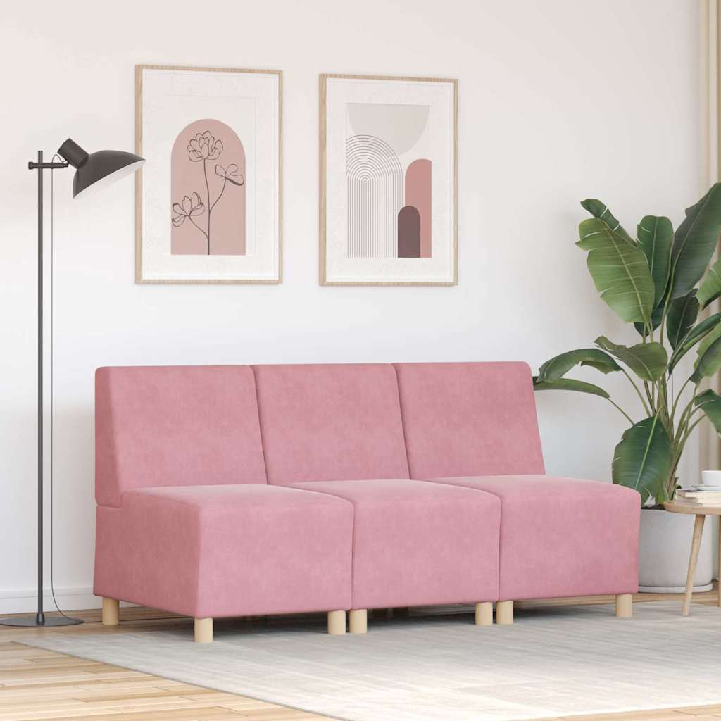 Unità di Divano Modulare Senza Braccioli 3 pcs Rosa