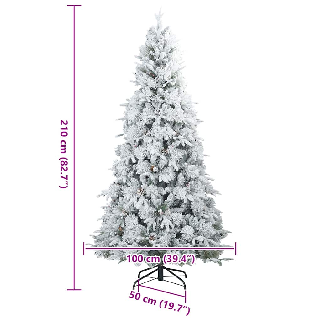 Albero di Natale Artificiale Snodato Foderato di Neve Bianco