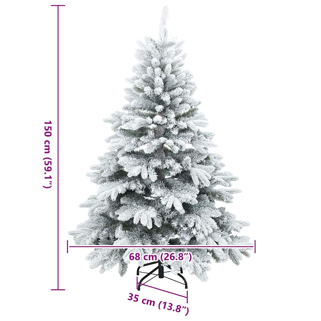 Albero di Natale Artificiale Snodato Foderato di Neve Bianco