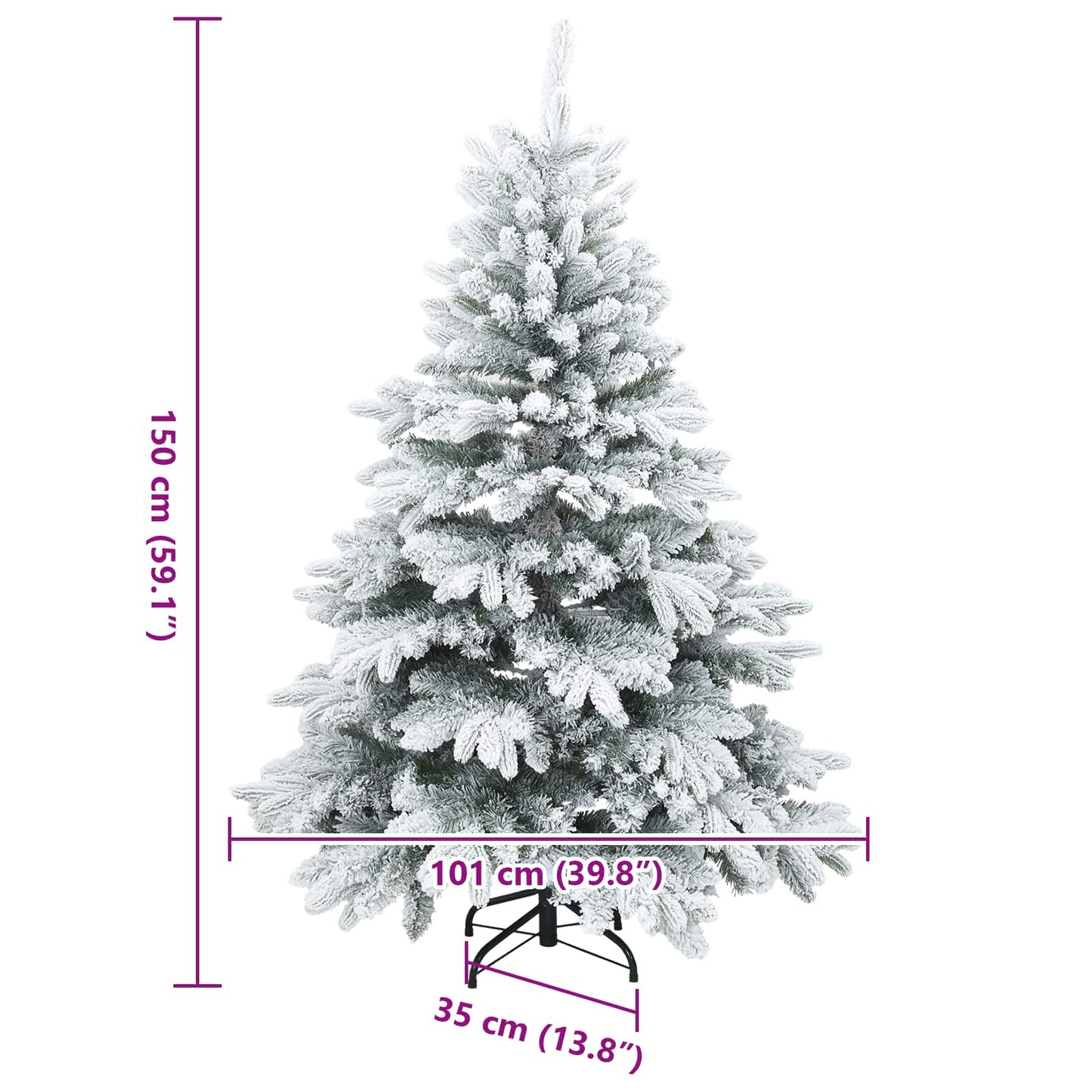 Albero di Natale Artificiale Snodato Foderato di Neve Bianco