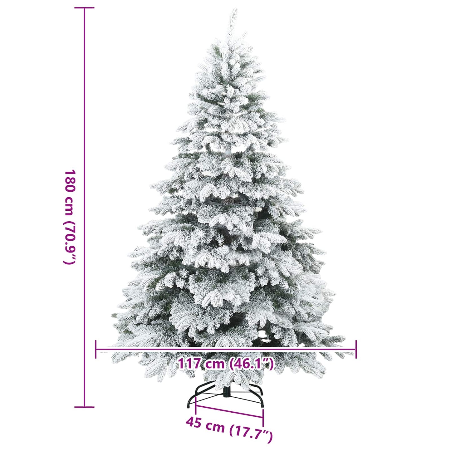 Albero di Natale Artificiale Snodato Foderato di Neve Bianco