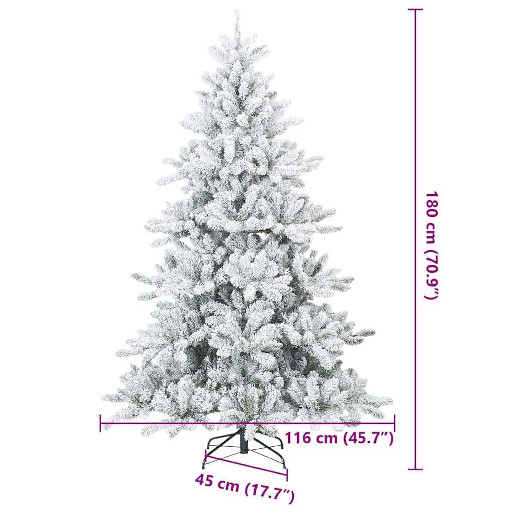 Albero di Natale Artificiale Snodato Foderato di Neve Bianco