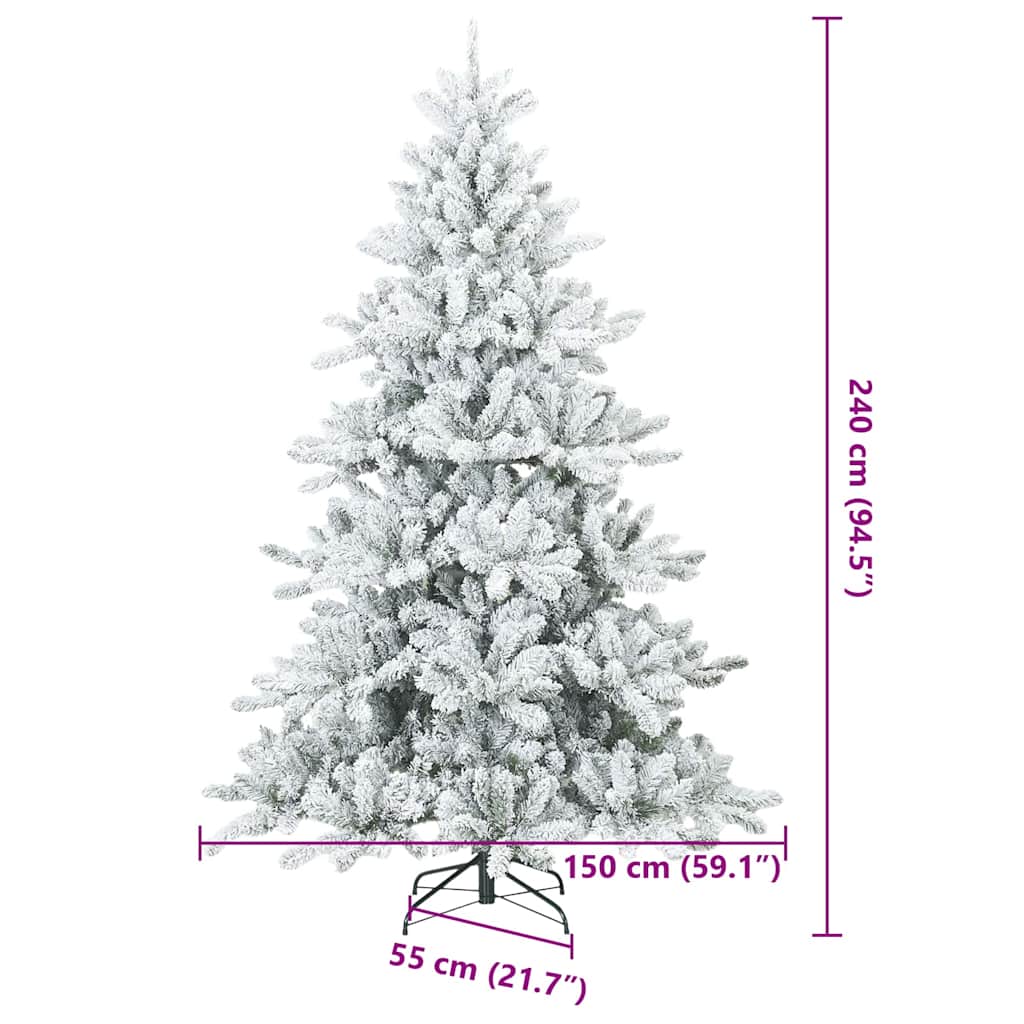 Albero di Natale Artificiale Snodato Foderato di Neve Bianco