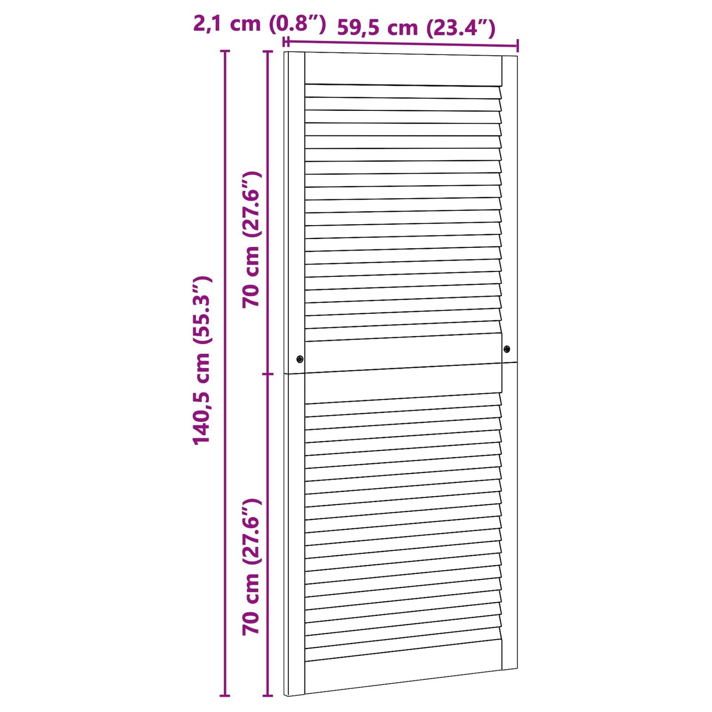 Porta per Armadio 2 pcs Naturale 140,5 x 2,1 x 59,5 cm | homemem39