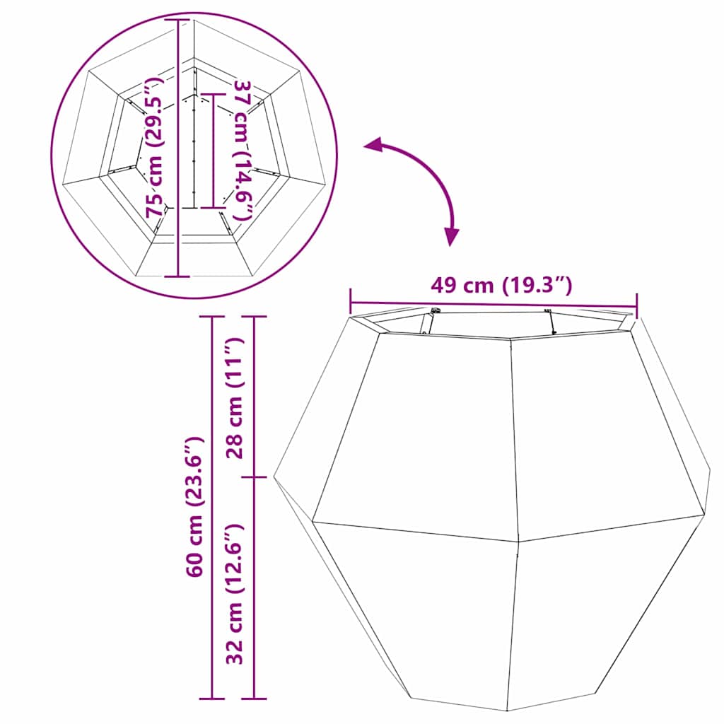 Fioriera Argento 75 x 75 x 60 cm Acciaio zincato