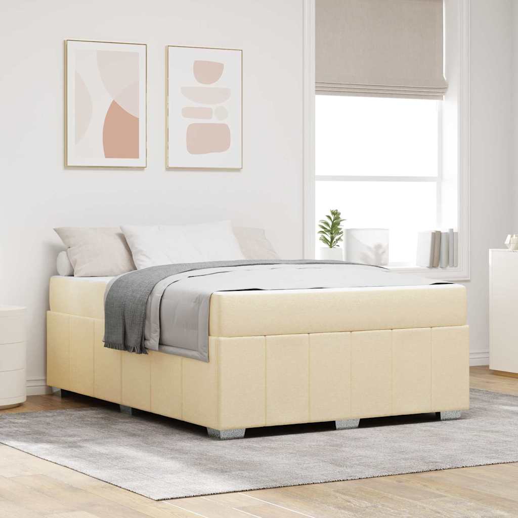 Struttura del letto con materasso Crema 140 x 200 cm Tessuto