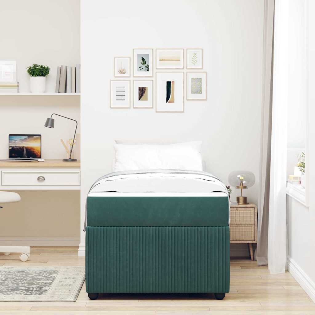 Struttura letto con materasso Verde scuro 80 x 200 cm Velluto