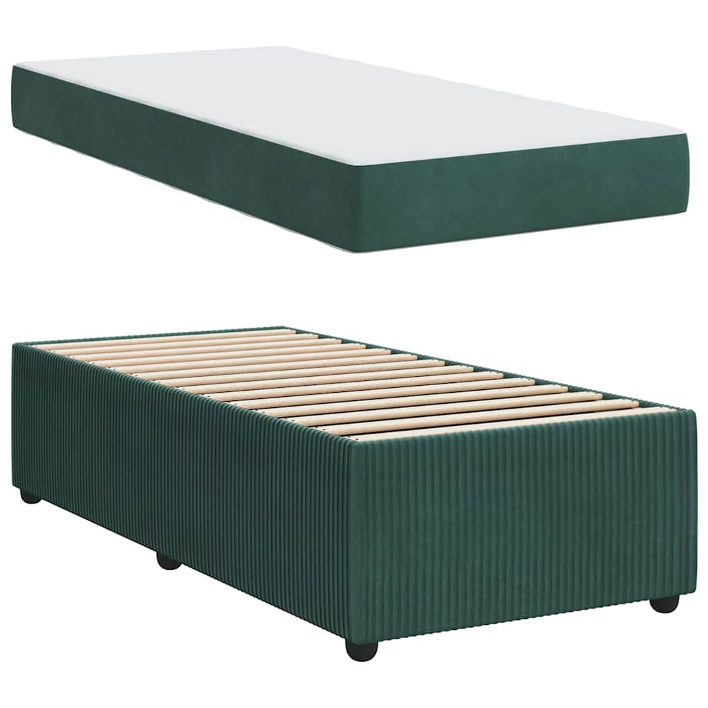 Struttura letto con materasso Verde scuro 80 x 200 cm Velluto