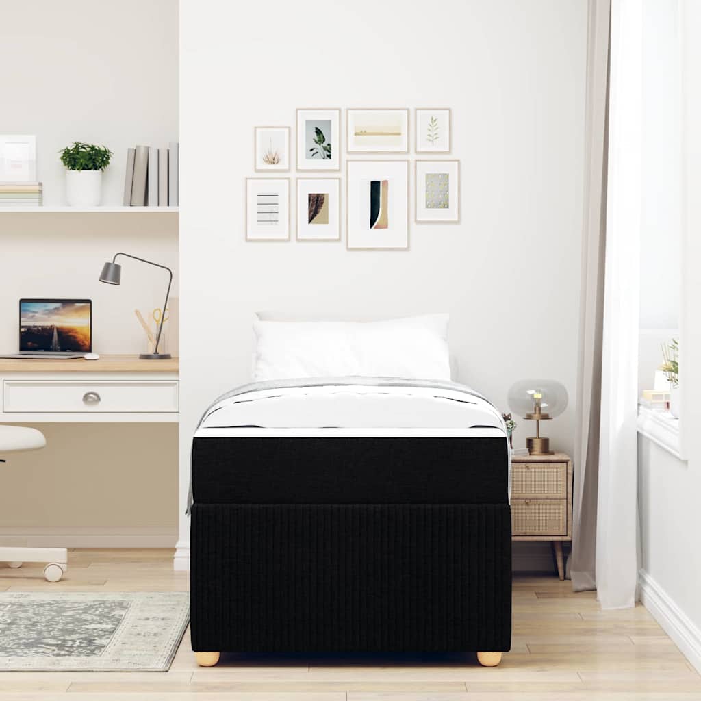 Struttura letto con materasso Nero 90 x 190 cm Tessuto
