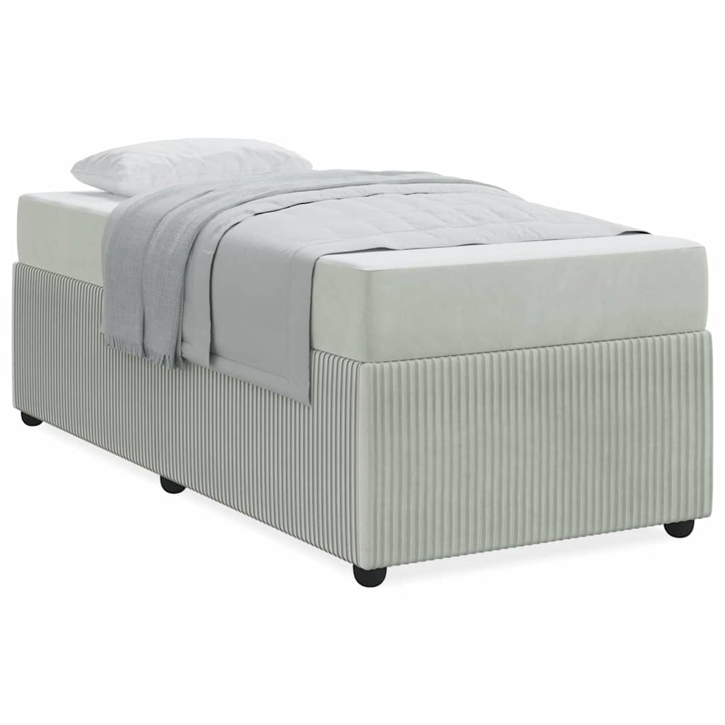 Struttura letto con materasso Grigio chiaro 90 x 190 cm Velluto