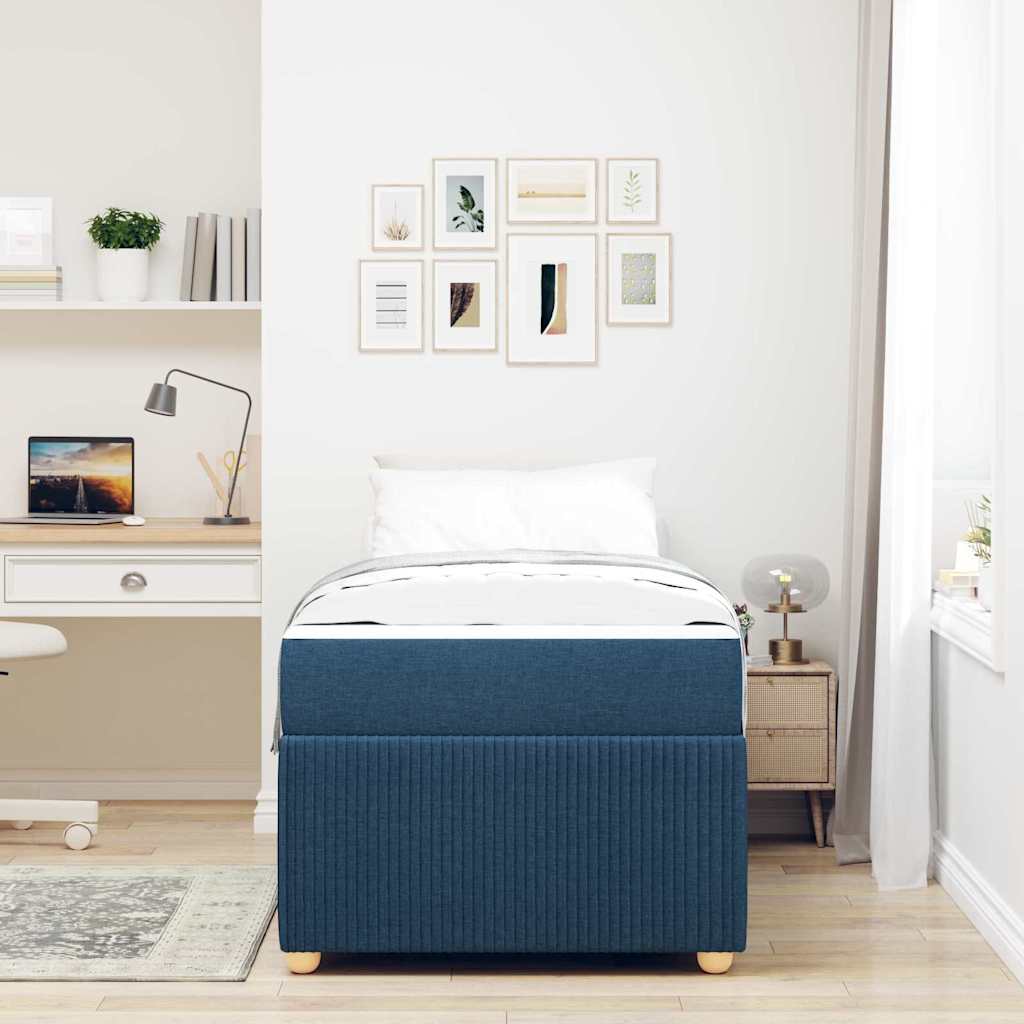 Struttura letto con materasso Blu 90 x 200 cm Tessuto