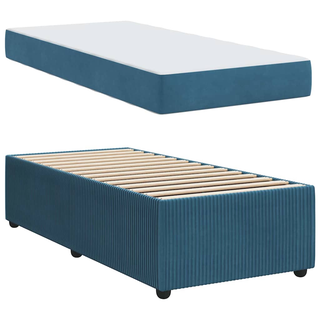 Struttura letto con materasso Blu 90 x 200 cm Velluto