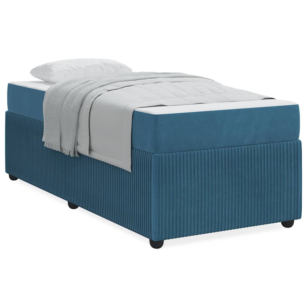 Struttura letto con materasso Blu 90 x 200 cm Velluto